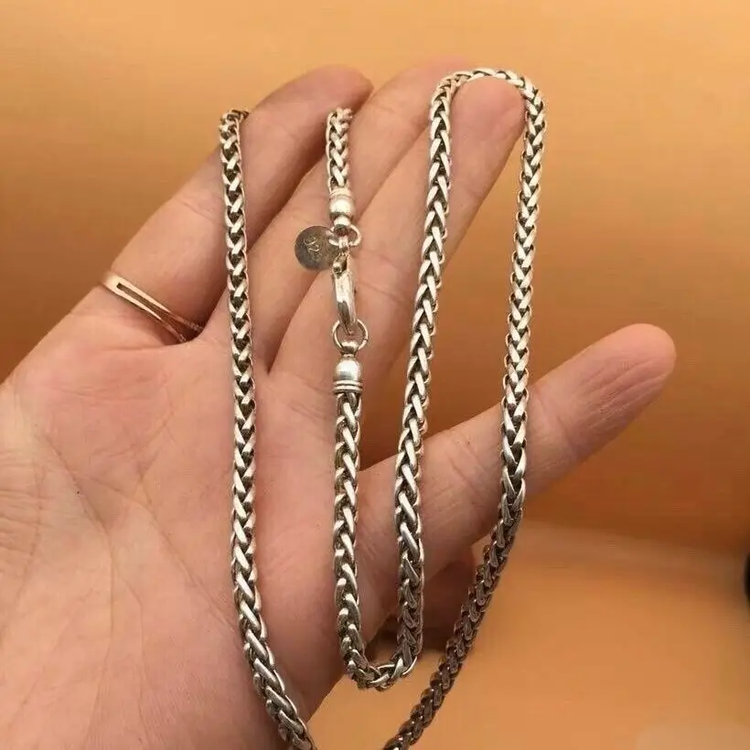 China national wind Tibetan silver twist braided collar Miao Yin chain.