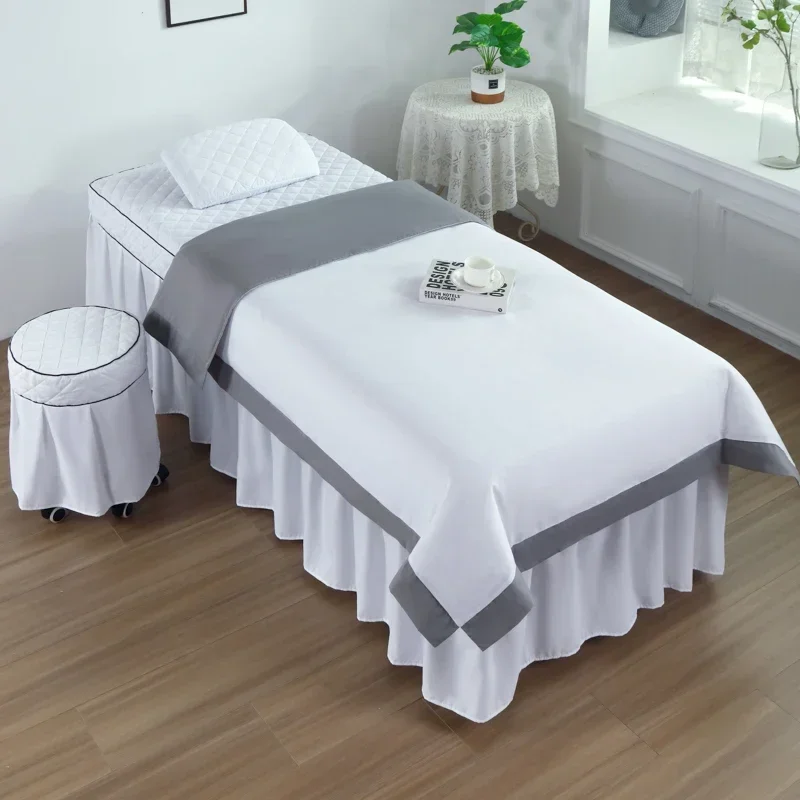 Color Matching Beauty Salon 4pcs Bedding Sets Massage Spa Bed Cover Bedspread +Pillowcase +stool cover +Duvet Cover Sets