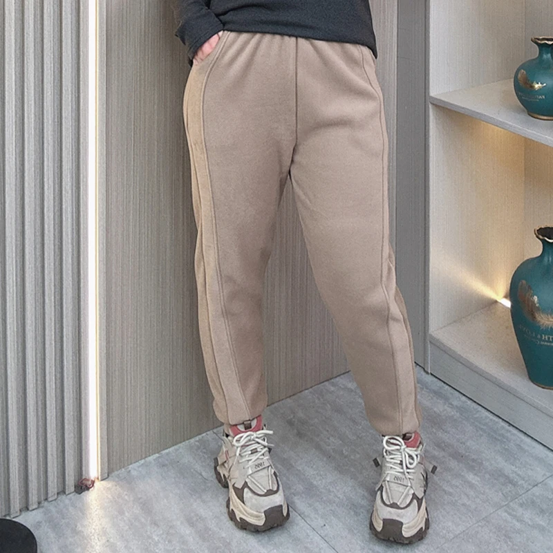 

3XL 4XL PLUS SIZE Women's Winter fleece-lined Thicken PANTS Loose Casual Warm Ankle Banded Trousers Windproof Sweatpants 6073