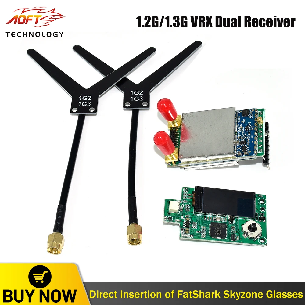 

Модуль FPV VRX 1,2/1,3 ГГц, двойная антенна, видеоприемник VRX, 9 каналов, широкодиапазонный, 1080 МГц-1360 МГц для очков DJI V1 V2/Fatshark/SKYZONE
