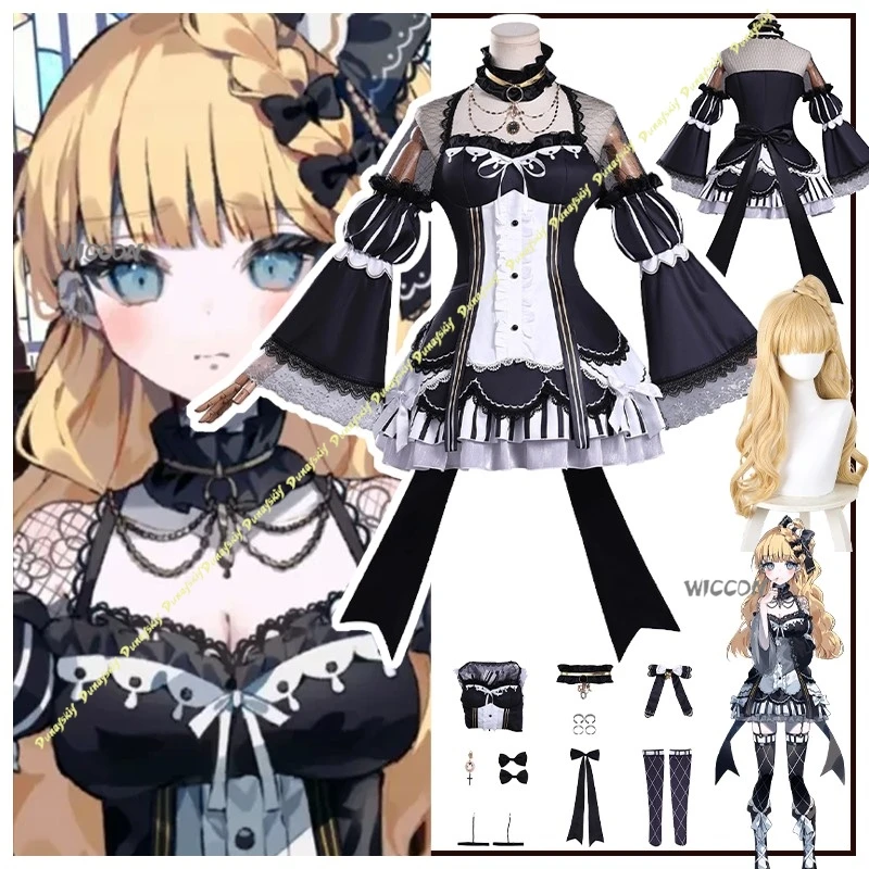 

Anime Mahou Shoujo no Majo Saiban Zobermilia Cosplay Costume Girl Wig 65CM Dress Sexy Black Accessory Skirt Stage Christmas Set