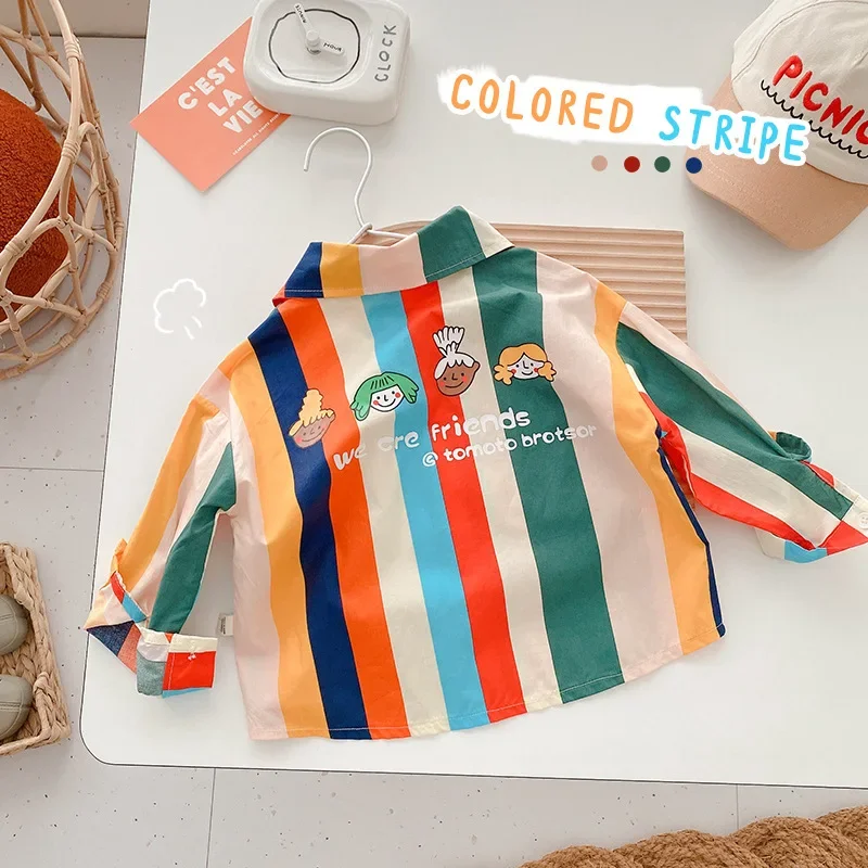 New Autumn  Boys Fashion Stripe Long Sleeve Blouse Baby Kids Toldder Children Cool Shirt School Uniform for Boys