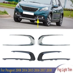 For Peugeot 2008 2014 2015 2016 2017 2018 Front Bumper Fog Light Decorative Trim Strip Chrome Frame Lamp Cover Shell Black