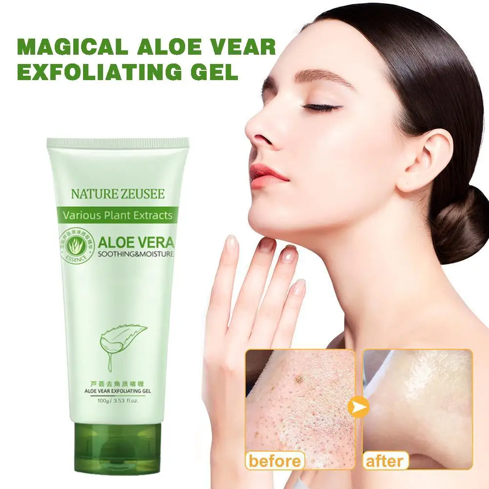 100g Gel esfoliante all'aloe Vera scrub viso peeling gel olio controllo del corpo rinfrescante bellezza sbiancante e prodotto per la cura idratante B4W8