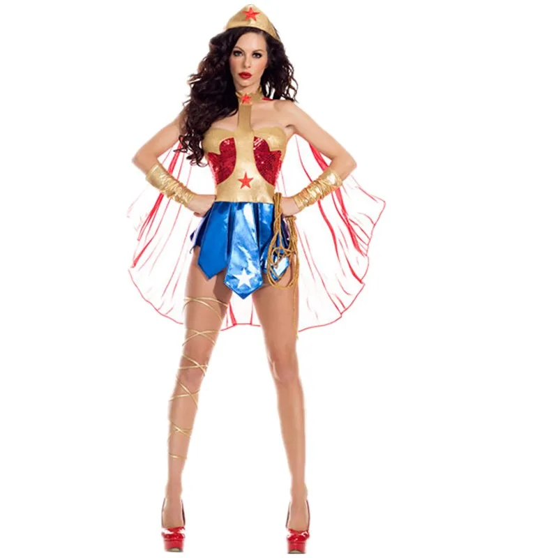 

Sexy Anime League Super America Hero Cosplay Dress Halloween Purim Hen Party Wonder Justice Warrior Fantasia Costume