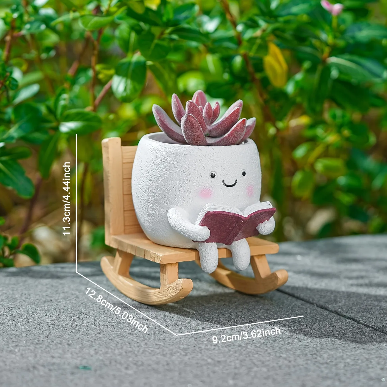 Cute Character Rocking Chair Planter – Resin Succulent Pot for Indoor Desktop, Balcony, Patio & Garden Decoration