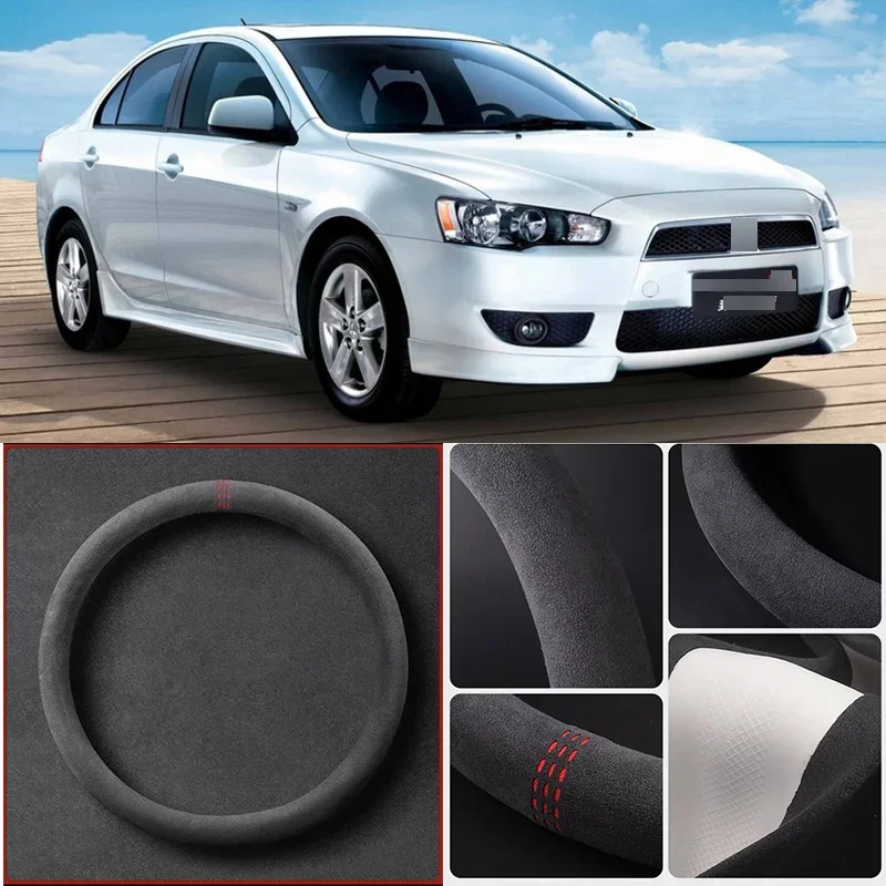 

Alcantara Anti-Slip Black Suede Leather Car Universal Steering Wheel Cover For Mitsubishi LancerEX Car Accessories