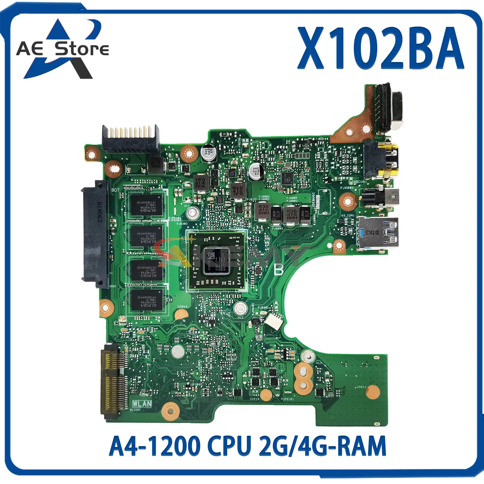 

Материнская плата для ноутбука AE X102BA X102B с процессором A4-1200, 2 ГБ/4 ГБ ОЗУ, 100% протестированная работа