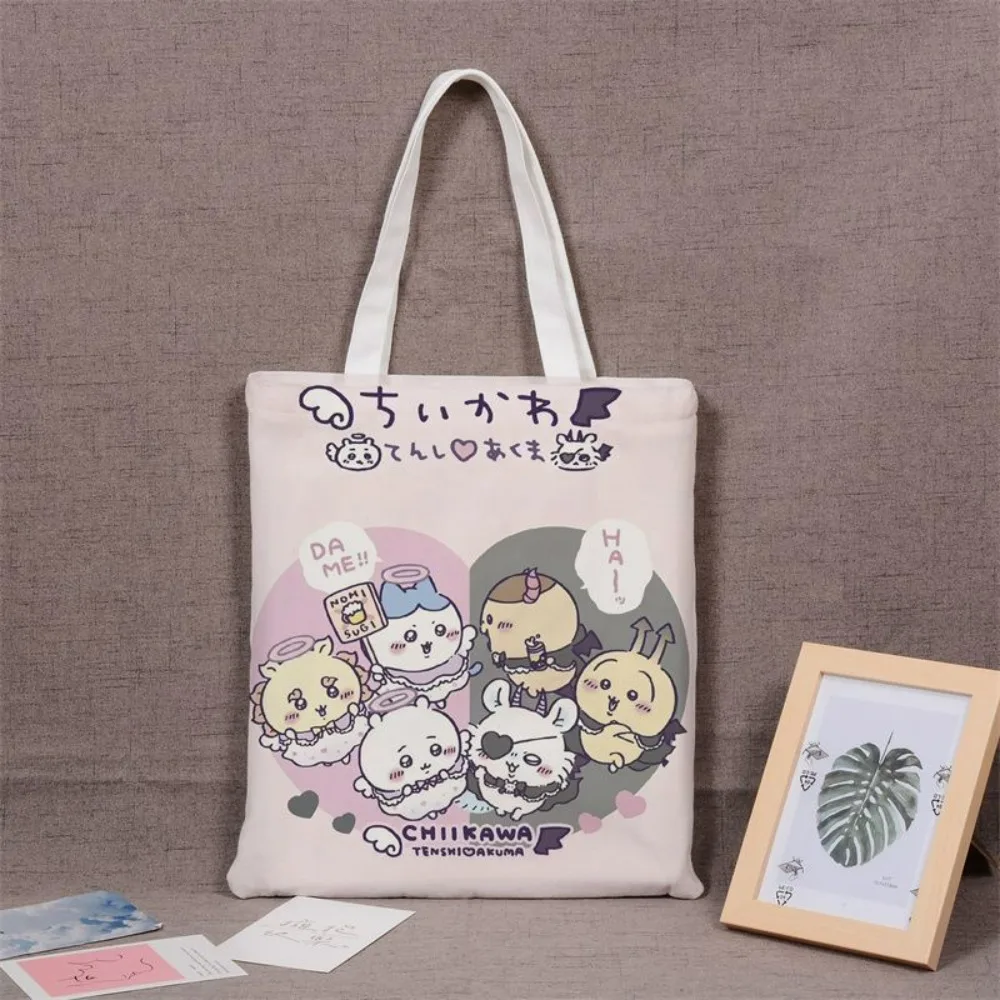 

New ちいかわ Usagi Cute Canvas Bag Large Capacity Tote Bag for Student School Daily Commute Lightweight Shoulder Handheld School Bag