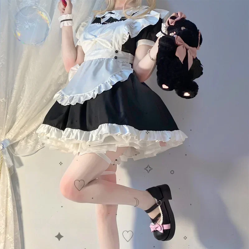 Japonês macio menina empregada cosplay trajes feminino plus size halloween anime lolita café empregada role play doce gato vestidos de festa