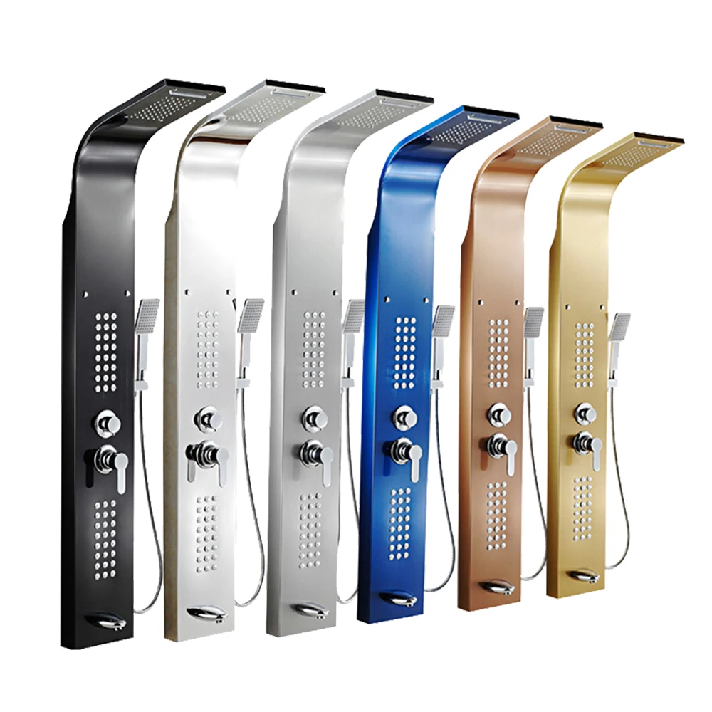 

Лидер продаж: Роскошная черная термостатическая душевая панель с LED-подсветкой, настенная, из нержавеющей стали, с эффектом водопада