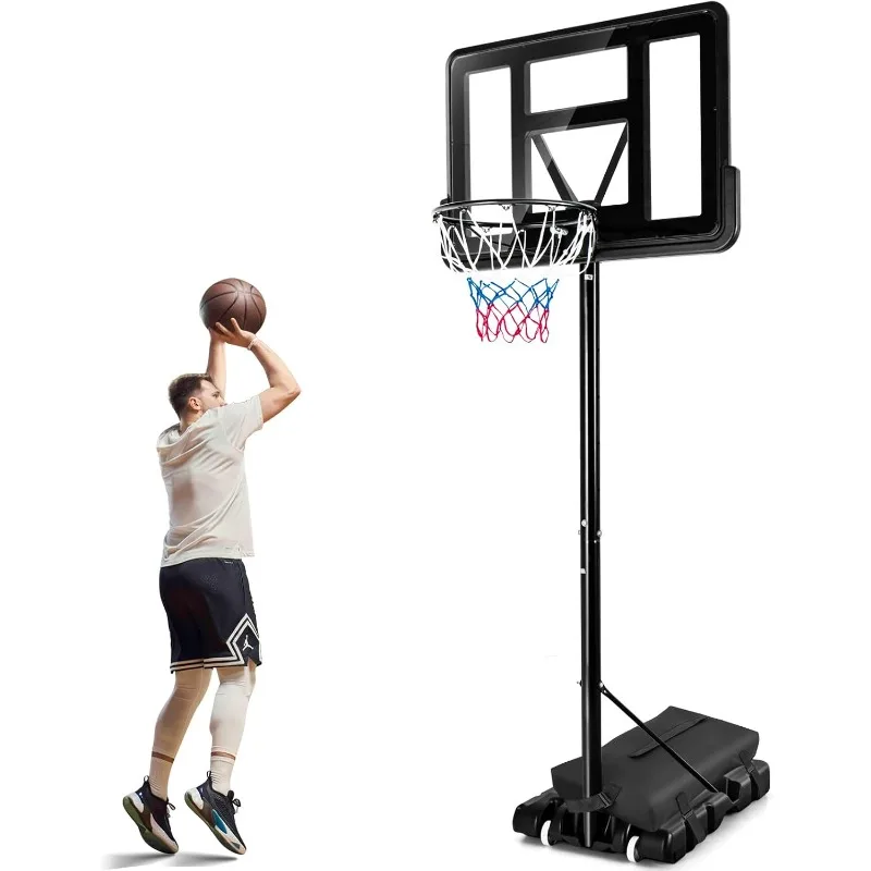 

Giantex Portable Basketball Hoop Outdoor - 4.25-10ft Height Adjustable Basketball Goal System w/ 43.5" Backboard