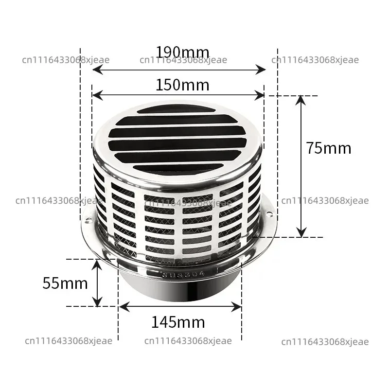 100/150mm Stainles Steel Chimney Cap Exterior Wall Air Outlet Roof Pipe Exhaust Hood For Ventilation Ducts Chimneys Exhaust Hood