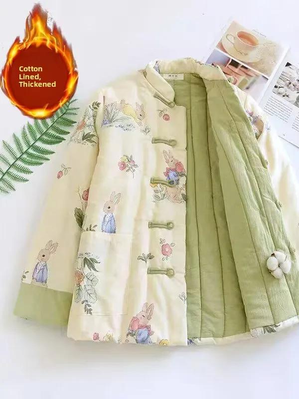 

Корейский бренд Thi, теплая хлопковая куртка, женское свободное пальто больших размеров в стиле ретро на пуговицах, хлопковая одежда, художественная длинная све