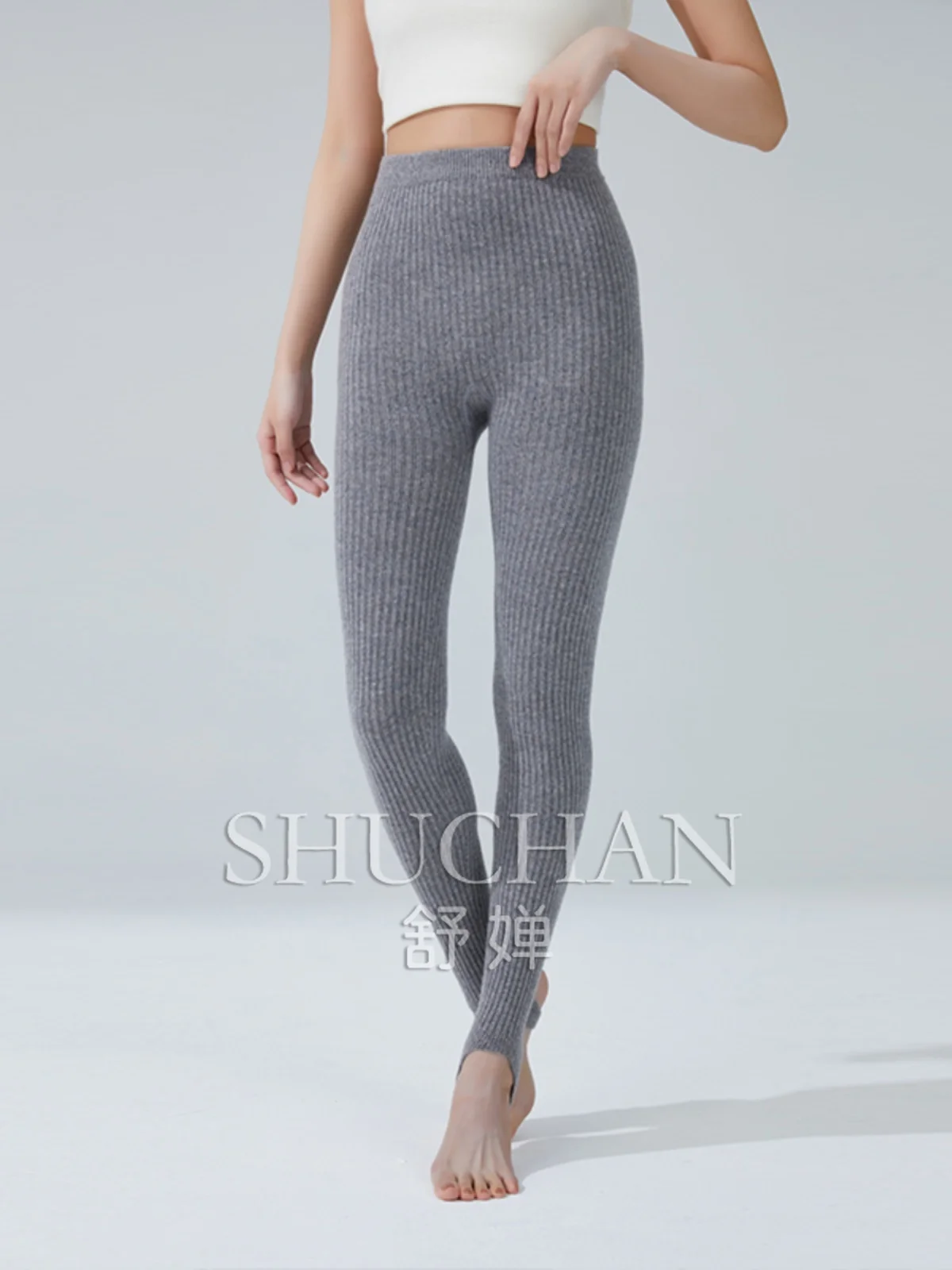 Cashmere, elastic silk, autumn and winter women's one-piece cashmere pantyhose leggings, slim fit and warm 2002