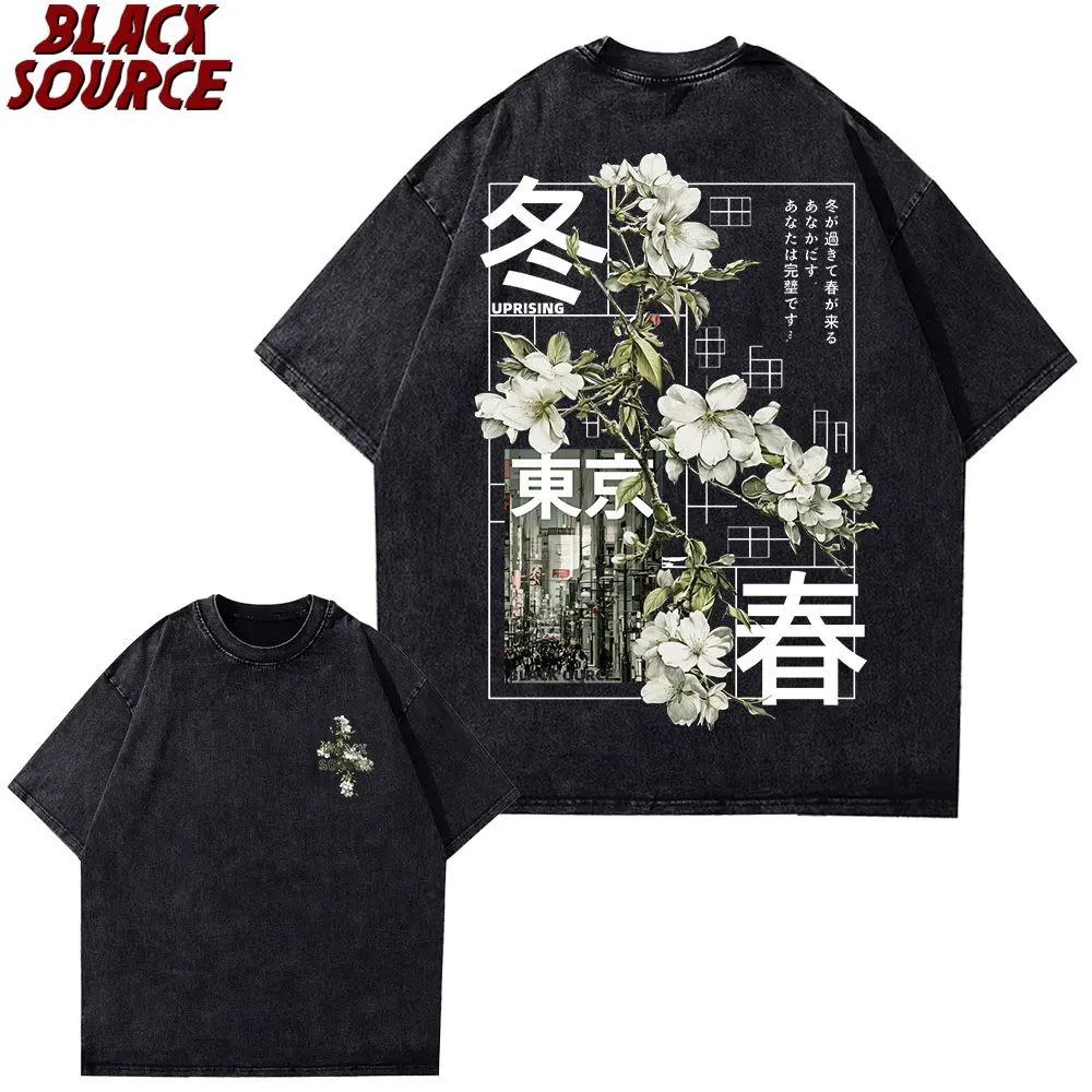 T474 Herren Kurzarm-T-Shirt im japanischen Stil, vielseitiges Design, geeignet für alle Jahreszeiten, bequemes Sommer-Oberteil, 100% Baumwolle – Detail 3