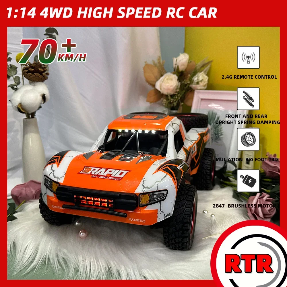 

Q130 1:14 70KM/H 4WD RC Car With Light Brushless Motor Remote Control Cars High Speed Drift Monster Truck Toys for Adults Kids