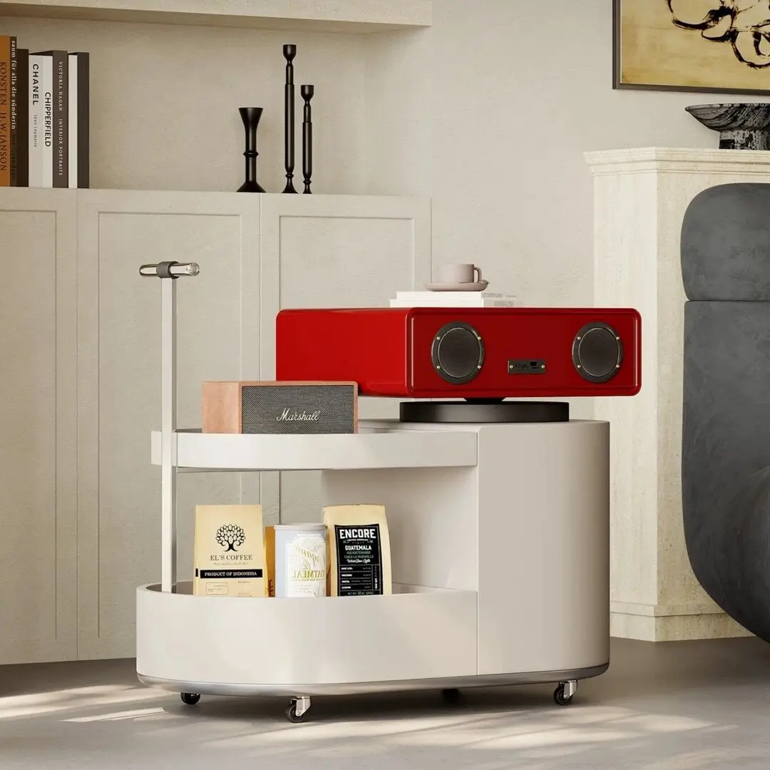 With Storage Shelf Multifunctional End Table Modern Mobile Side Table with Wheels, Rolling Coffee Cart for Living Room & Bedroom