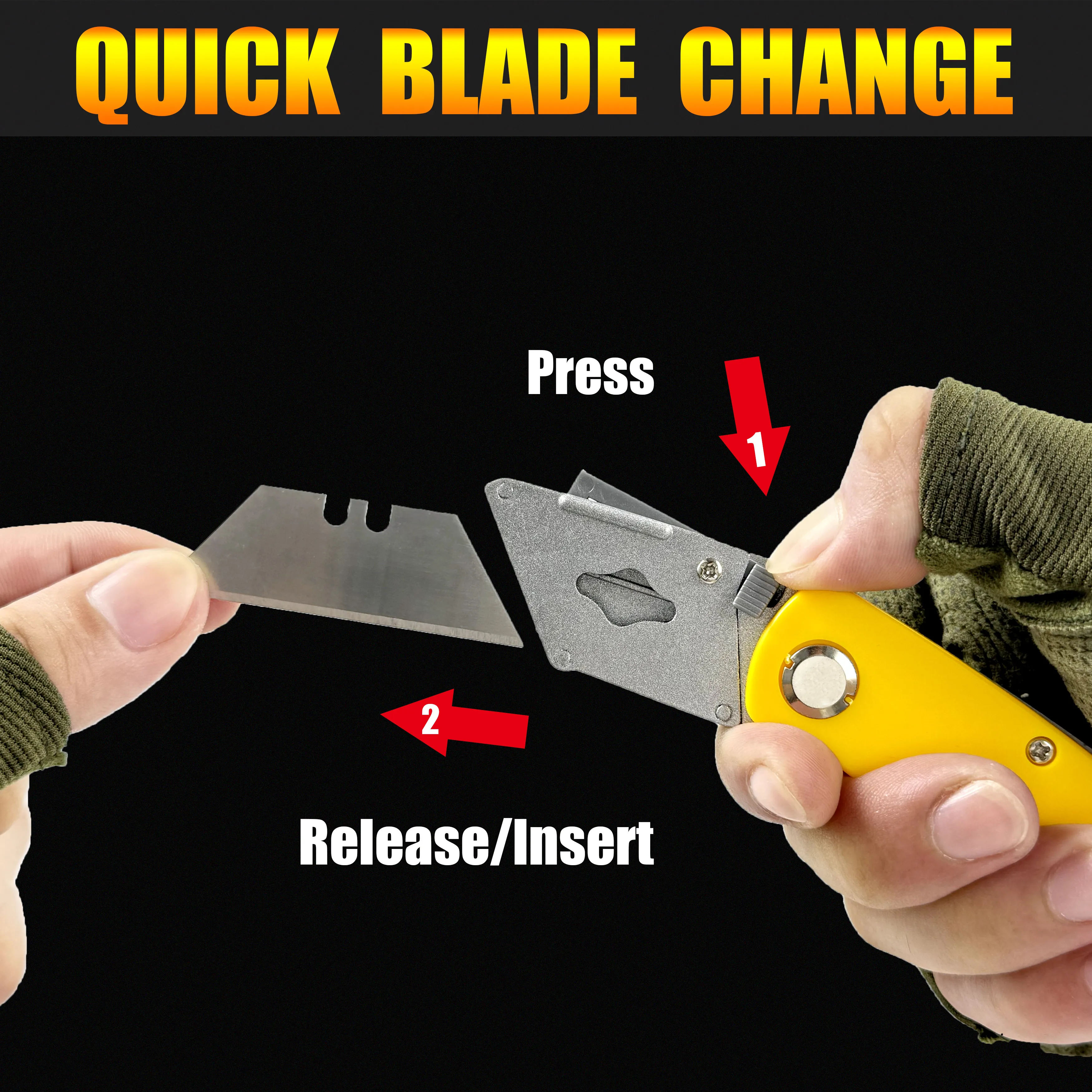 سكين فني قابل للطي - 10 شفرات، فتاحة صناديق، مستلزمات مكتبية، سكين ورق جدران، سكين قابل للطي متعدد الوظائف، سكين المرافق #4