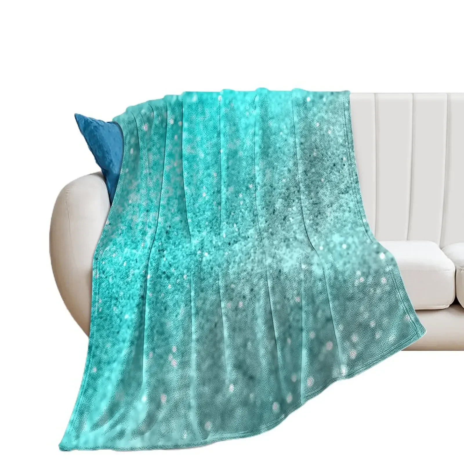 

Aqua Teal Ocean Glitter #1 (Faux Glitter) #shiny #decor #art Throw Blanket Single Warm Blankets