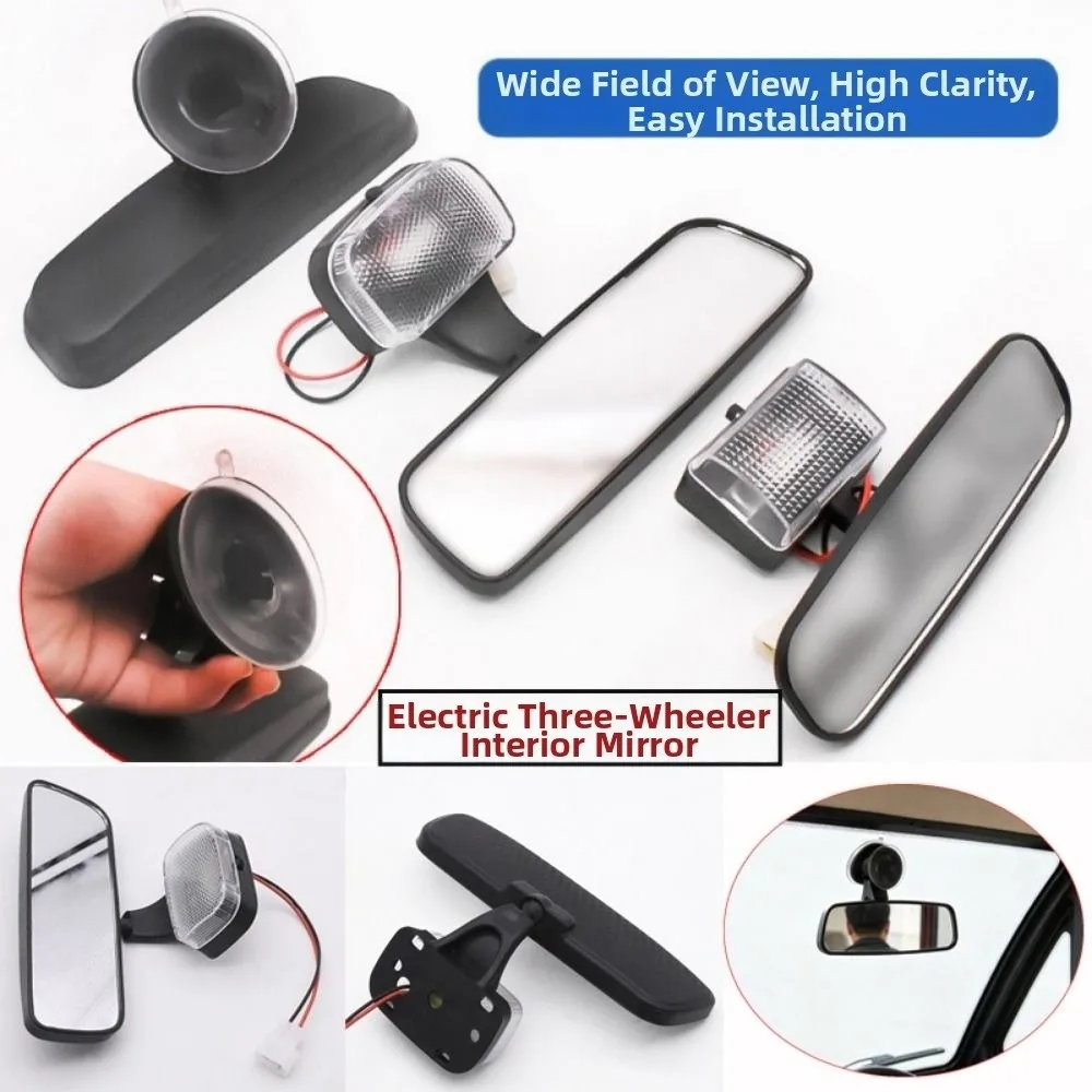 Adjustable Electric Tricycle Interior Rear View Mirror Suction Cup Non Perforated Wide-angle Rearview Mirror Universal