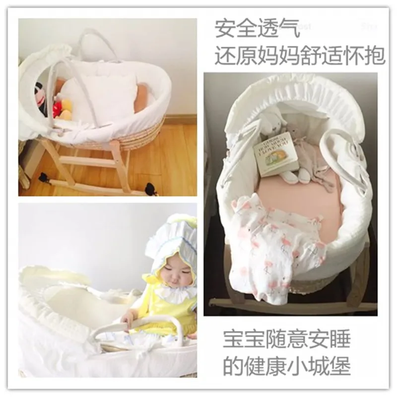 Hxl Baby Cradle Portable Small Sleeping Basket Bed in Bed Newborn Basket Hand Woven