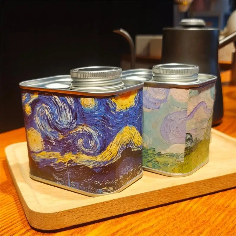 J6PE Tinplate Storage Bottle Coffee Bean Metal Container for Home and Kitchen Use