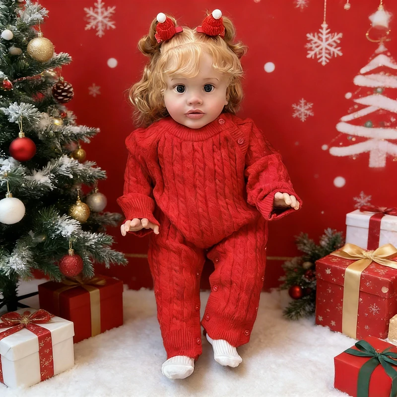 

Кукла для девочек 65 см, Пиппа, ручная работа, мягкий тканевый корпус, в красном вязаном комбинезоне с длинными рукавами