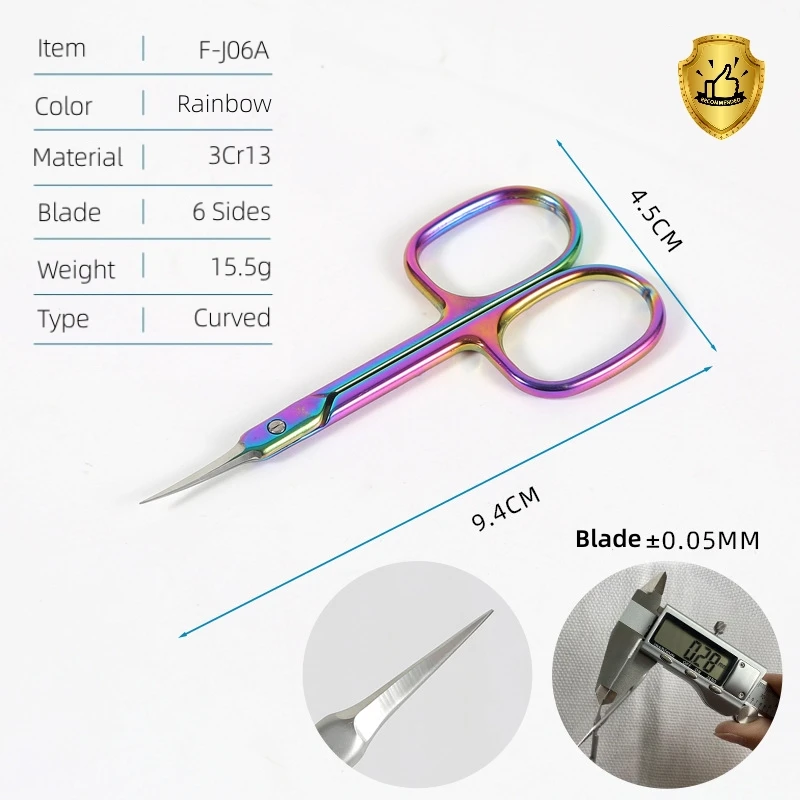 Cuticle Scissors Manicure Pedicure Nails Tools Gold Silver Rainbow Nail Scissors for Fingernail Toenail Eyebrow Eyelash Dry Skin