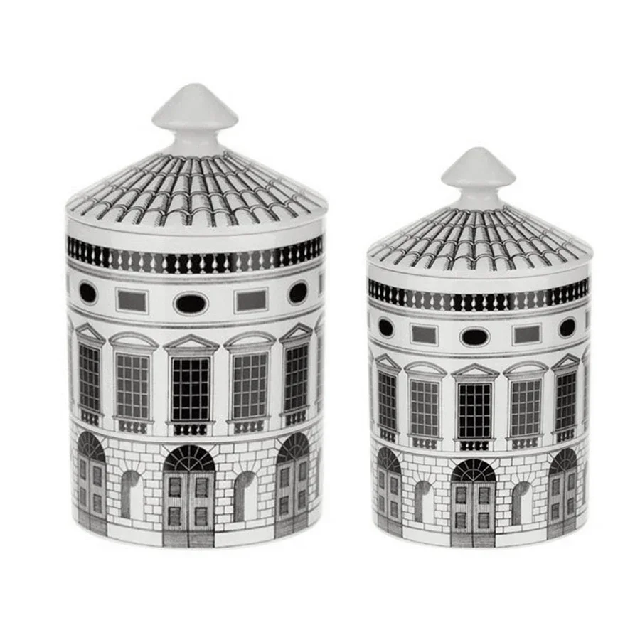 Portavelas Retro para decoración del hogar, contenedor almacenamiento cerámica para velas, caja almacena