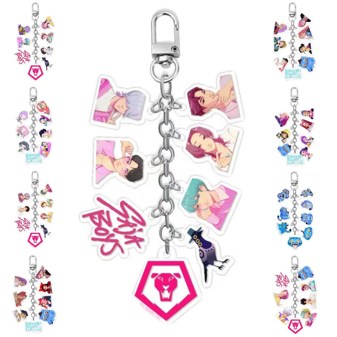 Kpop Witch Hunter Group Shaka Boy Group Lindo llavero de cuerda acrílica de gato azul, colgante de bolsa de merchandising de moda, regalo perfecto para fanáticos de Kpop