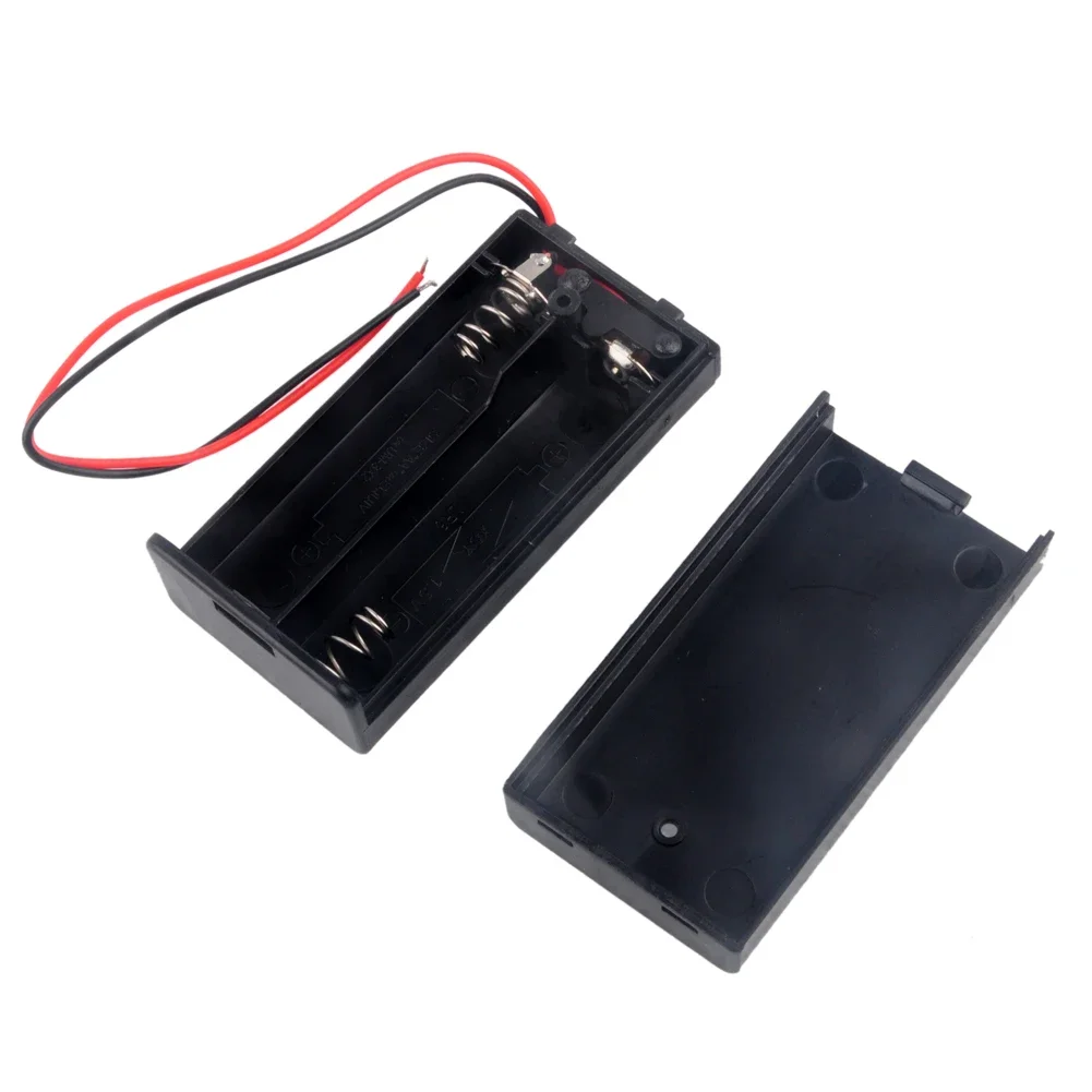 10PCS 3V Black 2 Cell Slot AA Battery Holder Storage Case Box with Cover ON/OFF Switch Component for DIY PC Workstation Setup