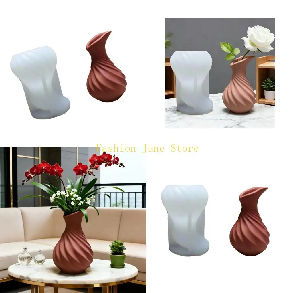 N5KA Multiple Use Twisted Vase Silicone Mold Crafting Tool for Resin Projects