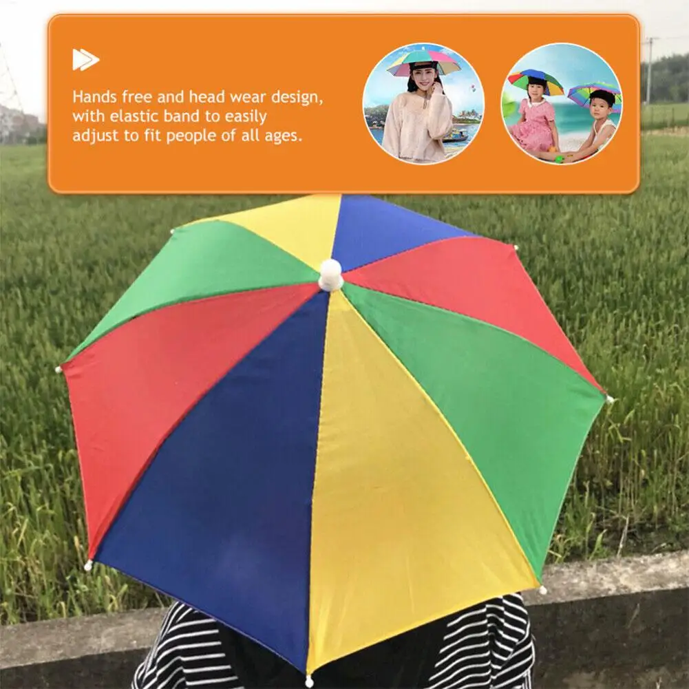 Umbrella Hat For Adult Folding Adjustable Anti-Sun Portable Camping Beach Fishing Travel Hiking Beach Fishing Rain Gear B7G6