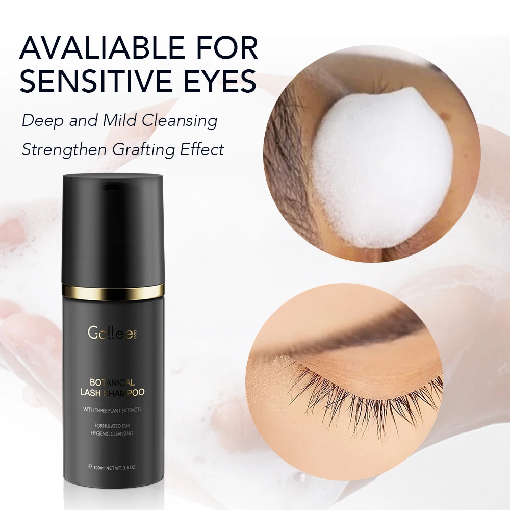 Gollee 100ml Eyelash Shampoo before grafting Foam Cleaner Gentle No Stimulation Grafting Eyelashes Makeup Clean Eyelash Glue