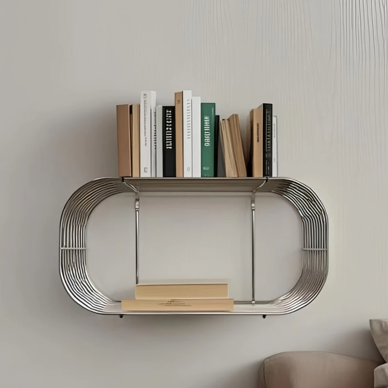 

Скандинавская металлическая настенная полка, креативная плавающая витрина, прикроватная тумбочка из нержавеющей стали, органайзер в скандинавском стиле для спальни