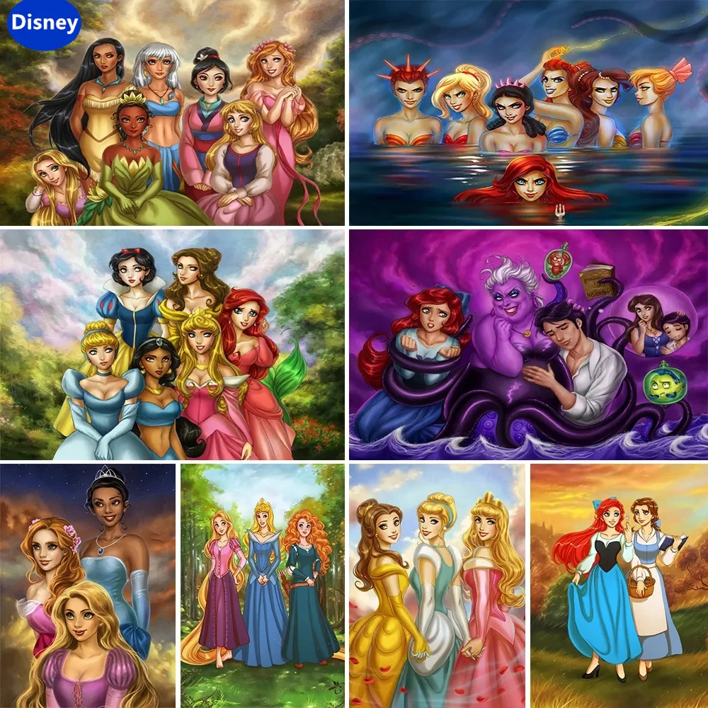 Dekorasi Puzzle koleksi putri Disney 300/500/1000, dekorasi permainan Puzzle pembakar otak anak-anak kartun, hadiah liburan buatan tangan