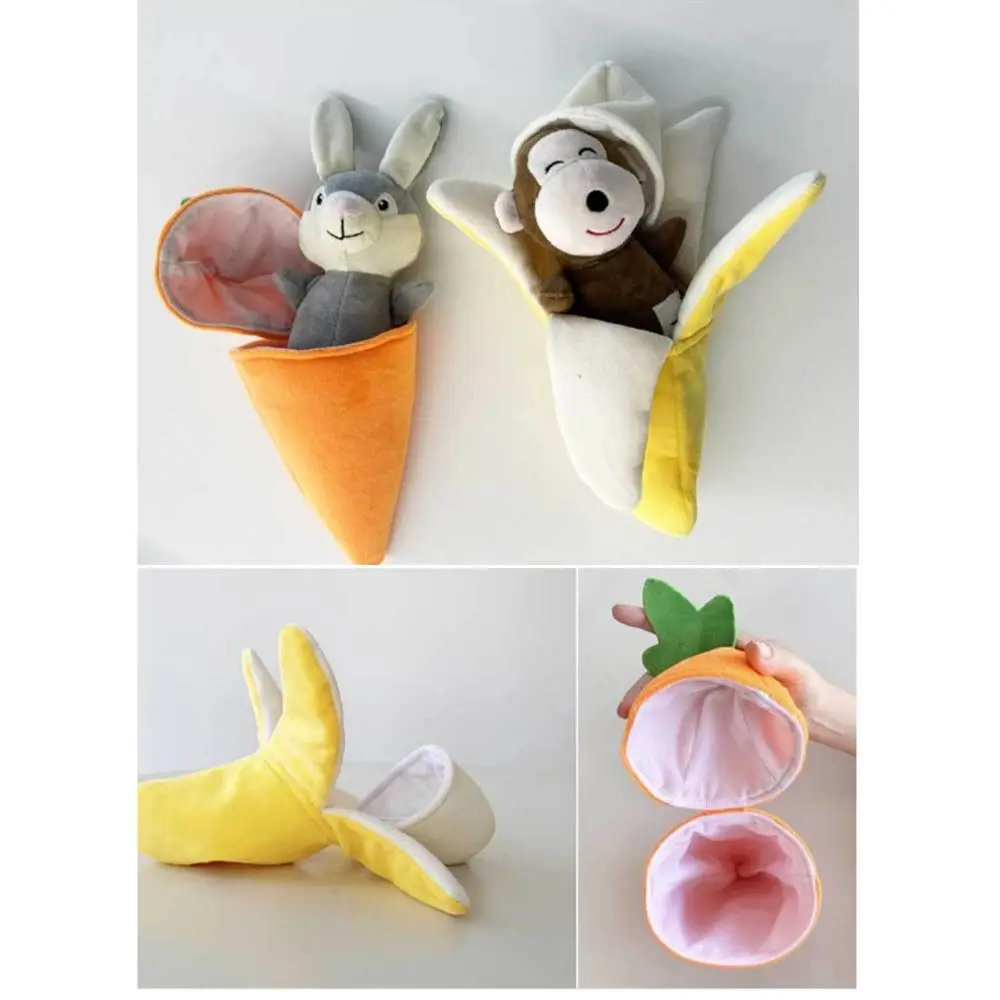 Relieve Boredom Dog Plush Toys Self Entertainment Digging Fun Dog Squeaky Toy Banana Monkey Carrot Rabbit Pet Food Hiding Toy