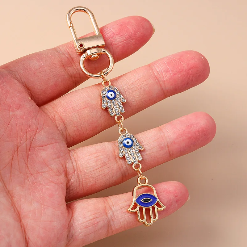 Aihua boa sorte turco azul olho chaveiro mal olhado tiras de telefone titular chave do carro mulher moda jóias presentes diy bugigangas