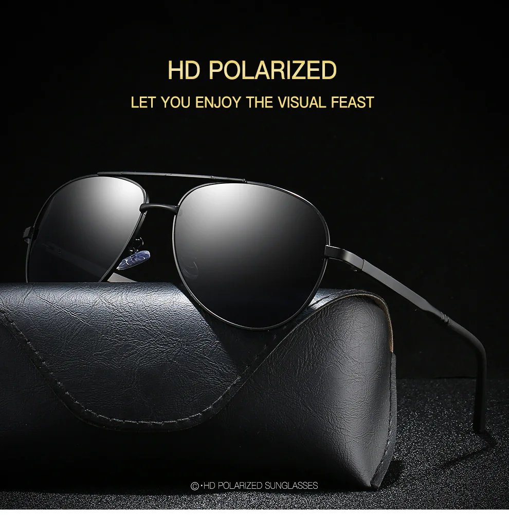 

Polarized Sunglasses Driving UV400 Protection Sports Unisex Men Aluminum Magnesium Large Frame Toad Glasses Men TT537