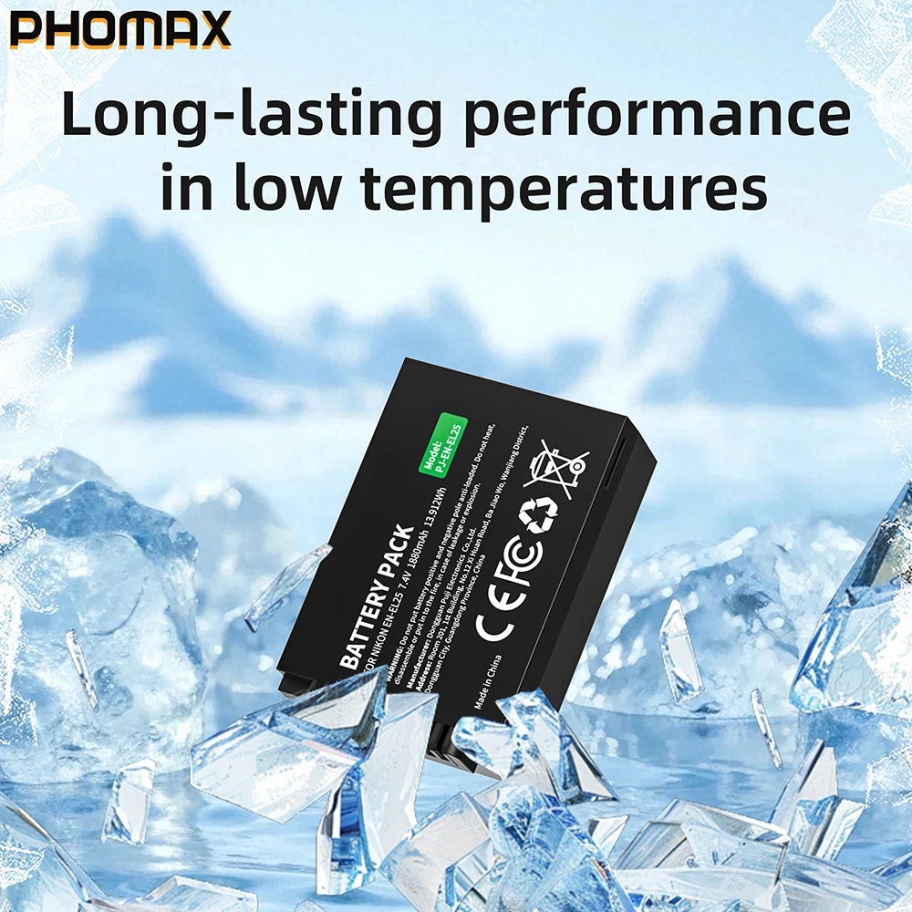 PHOMAX EN-EL25 EN-EL25a ENEL25 7.4V 1880mAh Akumulator litowo-jonowy do aparatów cyfrowych bezlusterkowych Nikon Z50 Z30 ZFC — zdjęcie produktu 4