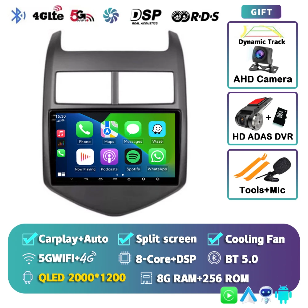 Android 15 CarPlay Auto Radio Multimedia Speler Voor Chevrolet Aveo 2 Sonic T300 2011-2015 Navigatie GPS 2din Stereo Audio