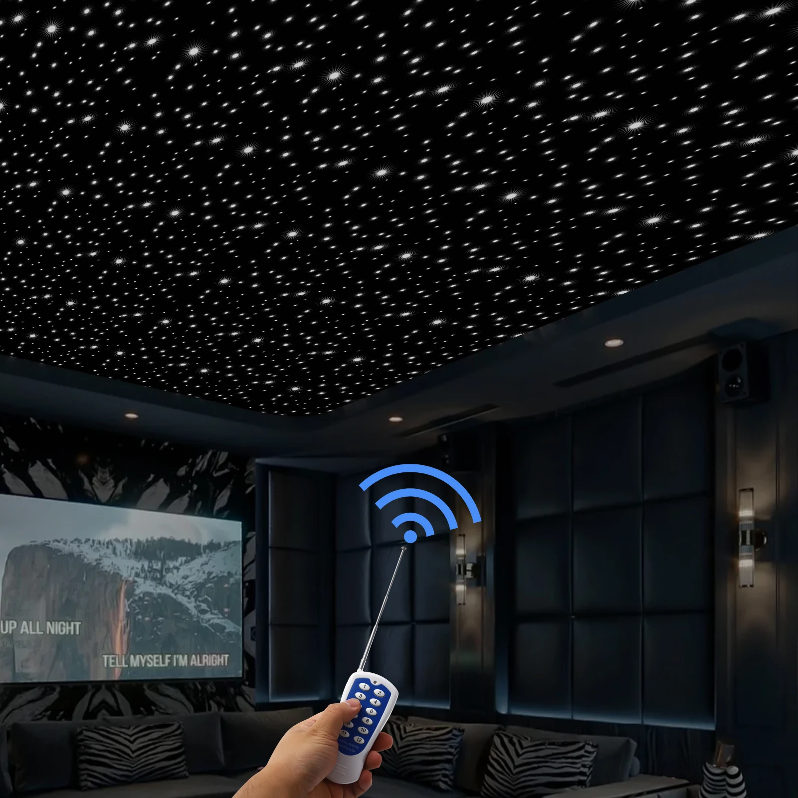 خلفية نجمة المرحلة LED سوداء (قابس قياسي أمريكي) - تثبيت LED لاصق تذوب بالحرارة وفتحات تبديد الحرارة، لحفلات الزفاف/الحفلات/المراحل #4