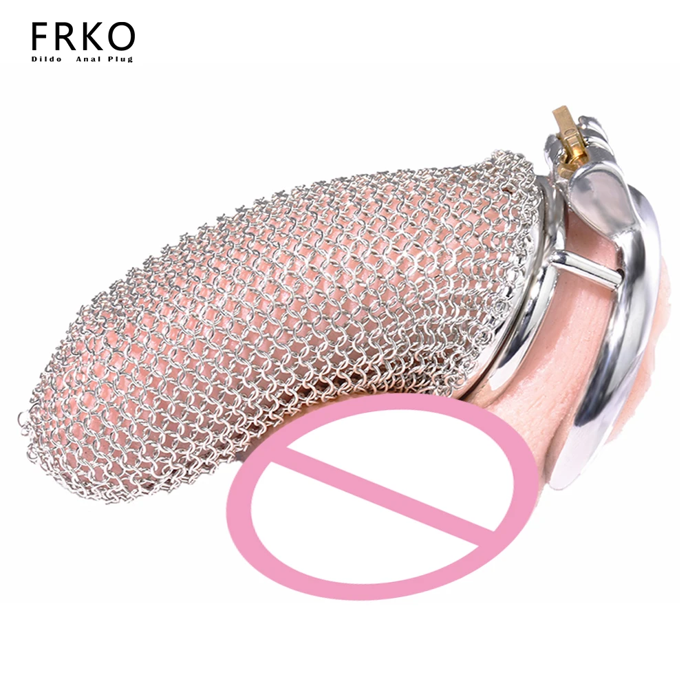 

FRKO Male Stainless Mesh Chastity Lock Cage Penis Cock Ring Lightweight Anti-escape Control BDSM Erotic Sex Toy For Men Gay 18+