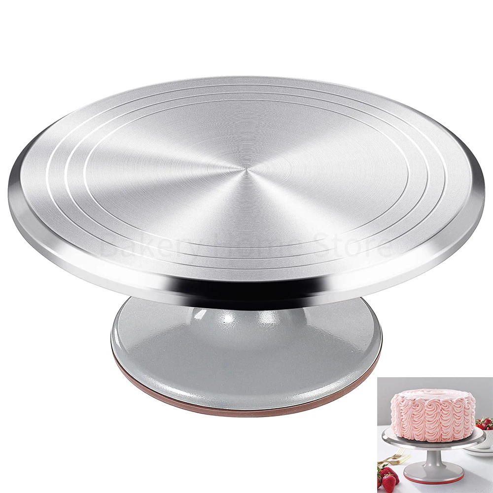 

12inch Cake Stand Turntable Aluminium Alloy Revolving Tray for Cupcake Birthday Cake Pastries Baking Decorating Tools