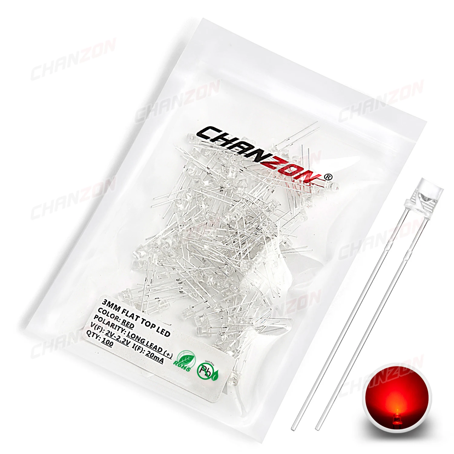 100pcs 3mm LED Light Emitting Diode Flat Top Warm White Red Blue Green UV Orange Yellow Pink Color Bulb Lamp 2V 3V Indicator DIY
