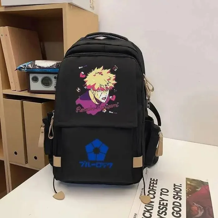 Maille respirante noir rouge bleu serrure étudiant adolescents sacs d'école grande capacité sacs à dos Anime jeu