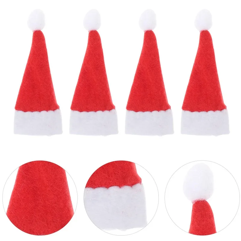 Weihnachten Weihnachtsmannmütze Ornament Utensilien und Besteckhalter Party Abendessen Tischdekoration Weinflaschenhülle für festliche Anlässe