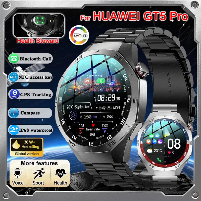 

2025 New For HUAWEI Watch GT5Pro Smart Watch Men 1.52" AMOLED Screen GPS Track Heart Rate Bluetooth Call For Xiaomi Android/iOS