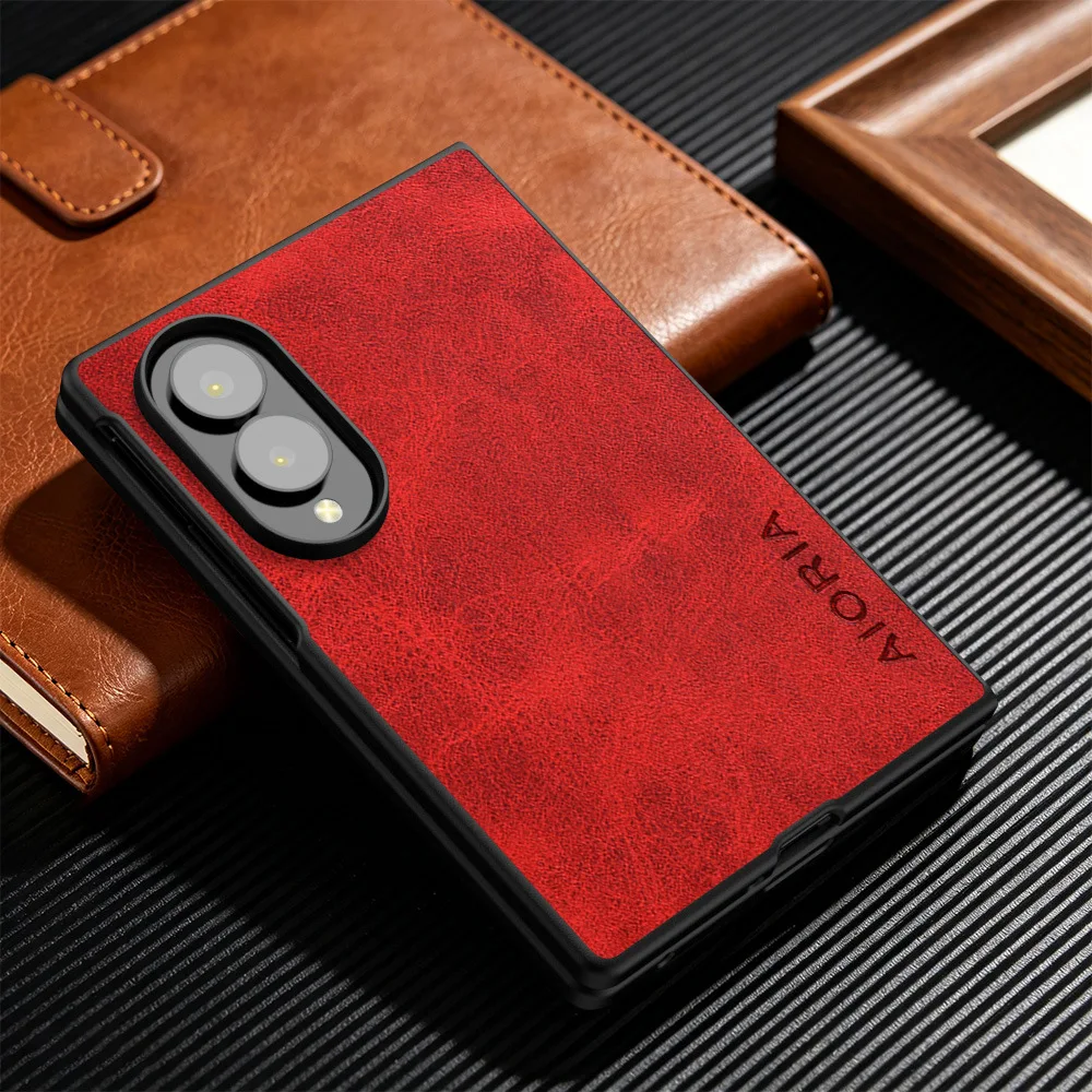Luksusowa skóra Crazy Horse Grain ‌   Etui na telefon ze skóry PU do Samsung Galaxy Z Flip Fold 8 Ultra 7 6 5 4 3, biznesowe, odporne na wstrząsy, twarde etui. — zdjęcie produktu 6